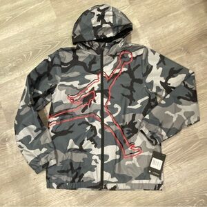 Nike Air Jordan Camo Windbreaker Hooded Lightweight Zip Up Youth XL NWT